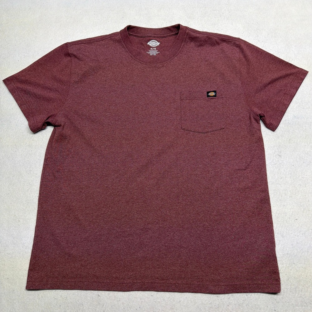Dickies Pocket T-Shirt Mens XL Burgundy Heather Short Sleeve Boxy Fit Workwear